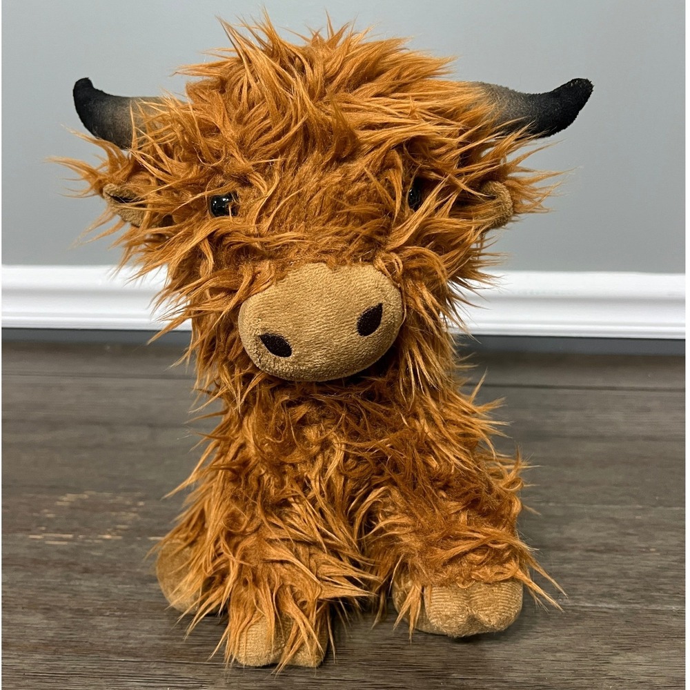 Hobby Lobby‎ Highland Cow Plush Stuffed Animal Brown Fluffy Bull Toy